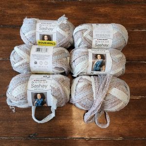 Red Heart Boutique Sashay Metallic Yarn Lot of 6 Opal